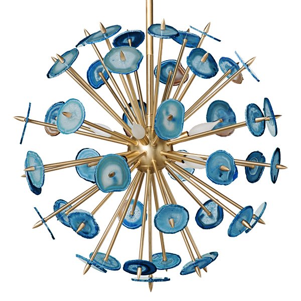 Люстра Agate Burst Chandelier BLUE с синими агатами Синий Латунь Люстра Agate Burst Chandelier BLUE с синими агатами Синий Латунь в Липецке | Loft Concept