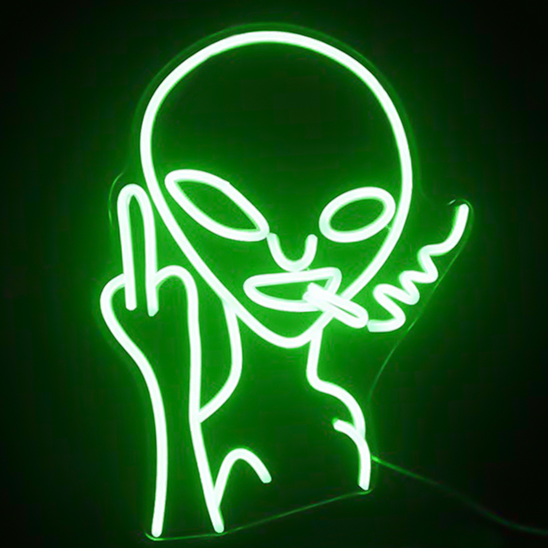 Неоновая настенная лампа Alien Neon Wall Lamp Зеленый Белый Неоновая настенная лампа Alien Neon Wall Lamp Зеленый Белый в Липецке | Loft Concept