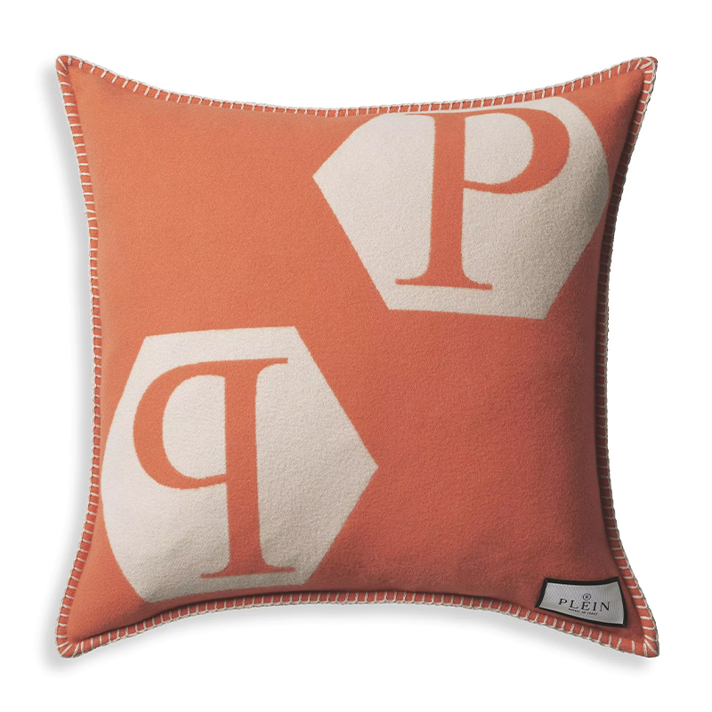 Подушка Philipp Plein Cushion Cashmere Orange Оранжевый Белый Подушка Philipp Plein Cushion Cashmere Orange Оранжевый Белый в Липецке | Loft Concept