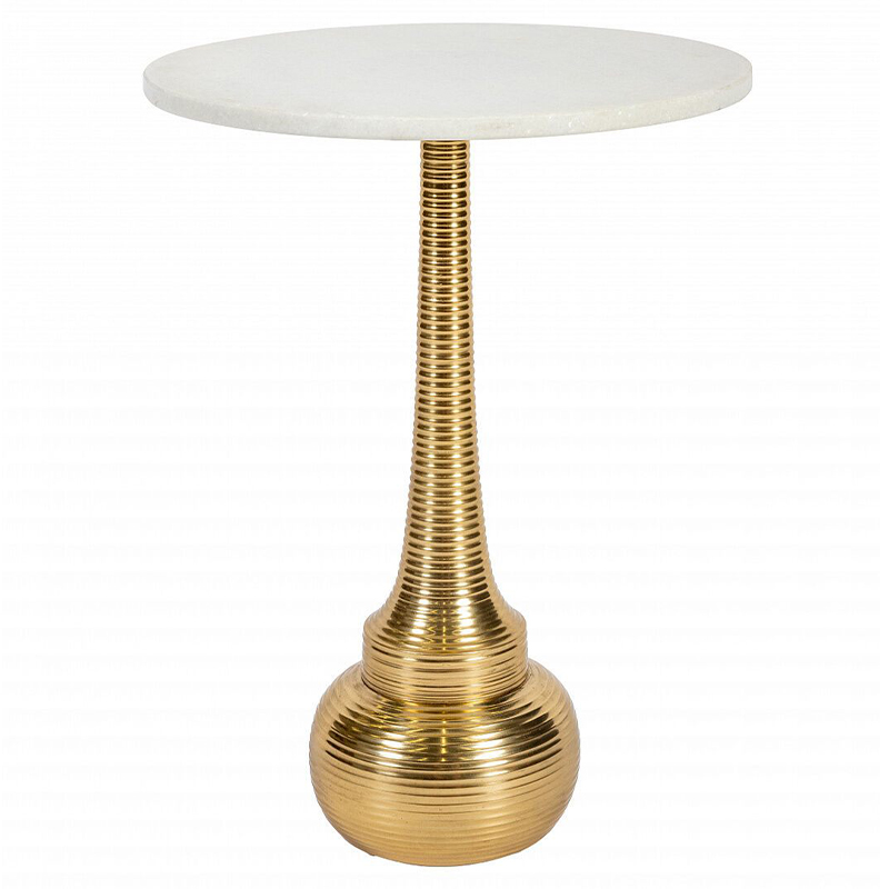 Кофейный стол с белой столешницей из мрамора Table White Marble Белый Золотой Кофейный стол с белой столешницей из мрамора Table White Marble Белый Золотой в Липецке | Loft Concept