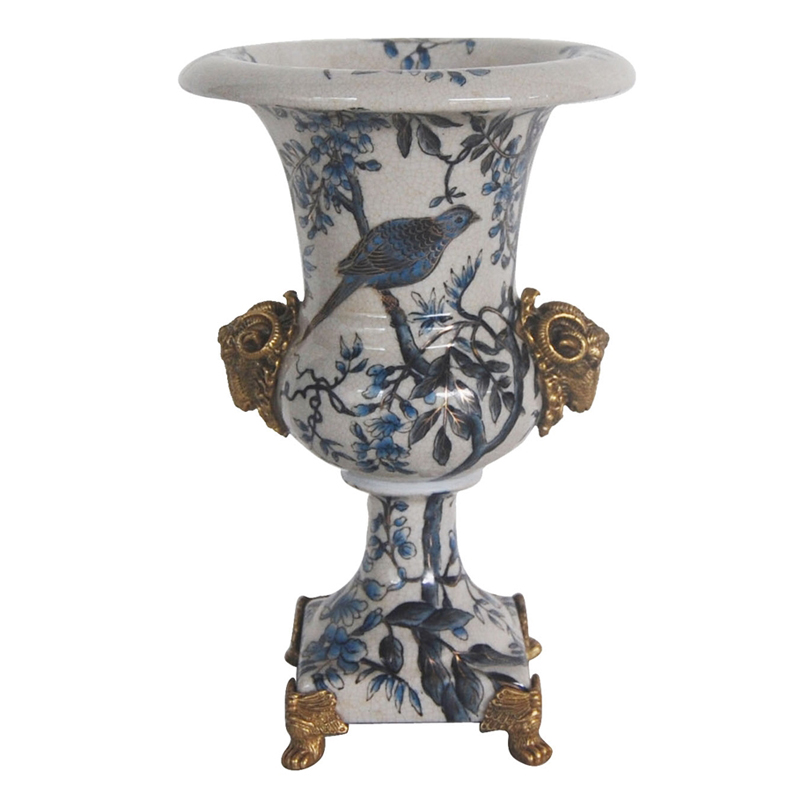 Ваза Bronze Aries Vase Синий Белый Бронза в Липецке | Loft Concept 