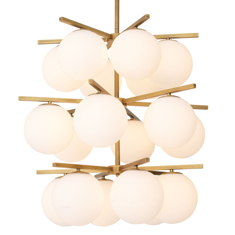 Люстра Eichholtz Chandelier Noa Латунь Античная полированная Белое матовое стекло Люстра Eichholtz Chandelier Noa Латунь Античная полированная Белое матовое стекло в Липецке | Loft Concept
