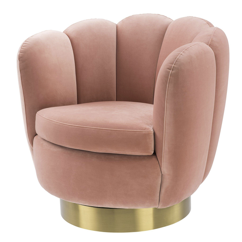 Кресло Eichholtz Swivel Chair Mirage nude Розовый пастельный Матовая латунь Кресло Eichholtz Swivel Chair Mirage nude Розовый пастельный Матовая латунь в Липецке | Loft Concept
