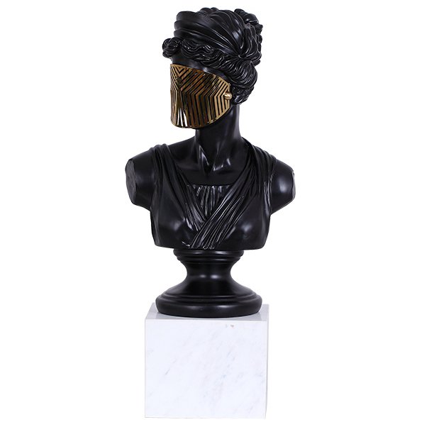 Статуэтка Bust Woman in Mask Черный Белый Золотой Статуэтка Bust Woman in Mask Черный Белый Золотой в Липецке | Loft Concept