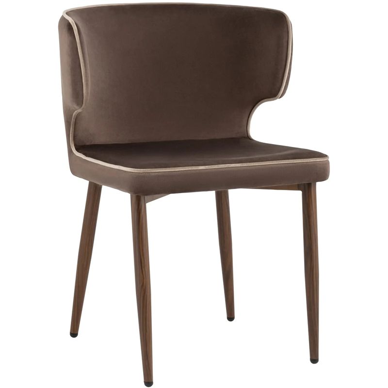 Стул Mateo Chair Коричневый Велюр с Белым Кантом Коричневый Стул Mateo Chair Коричневый Велюр с Белым Кантом Коричневый в Липецке | Loft Concept