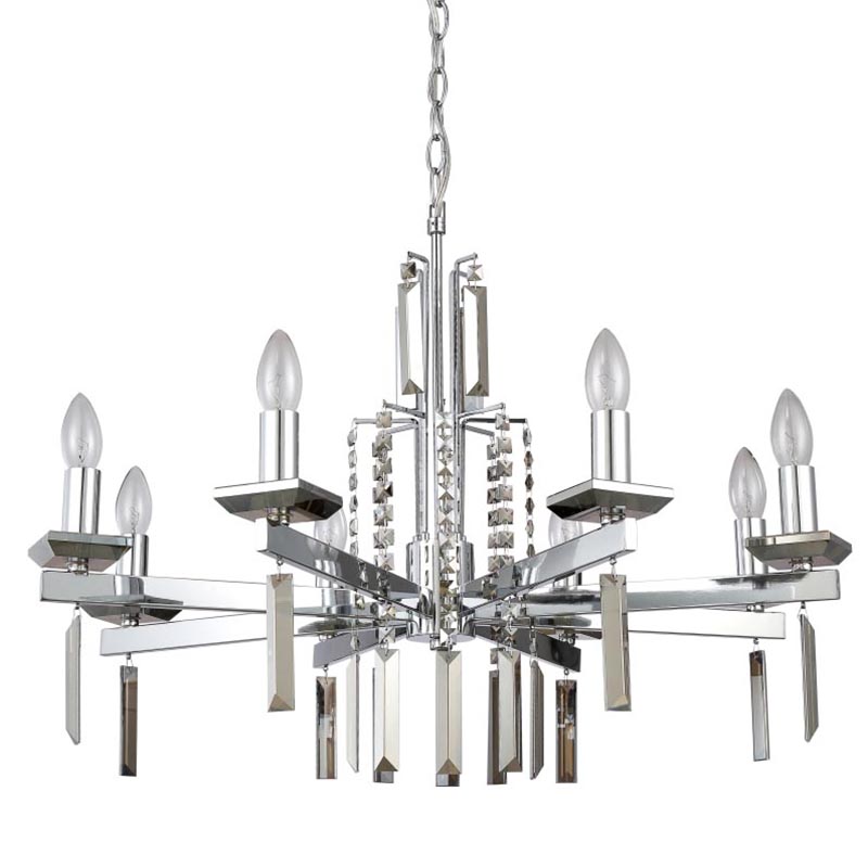 Люстра Vivien Crystal Chrome Chandelier 8 Хром Серый Люстра Vivien Crystal Chrome Chandelier 8 Хром Серый в Липецке | Loft Concept