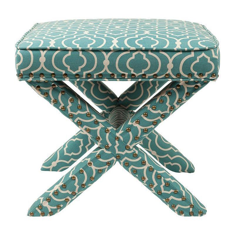 Пуф Turquoise Ornament Бирюзовый Белый Пуф Turquoise Ornament Бирюзовый Белый в Липецке | Loft Concept