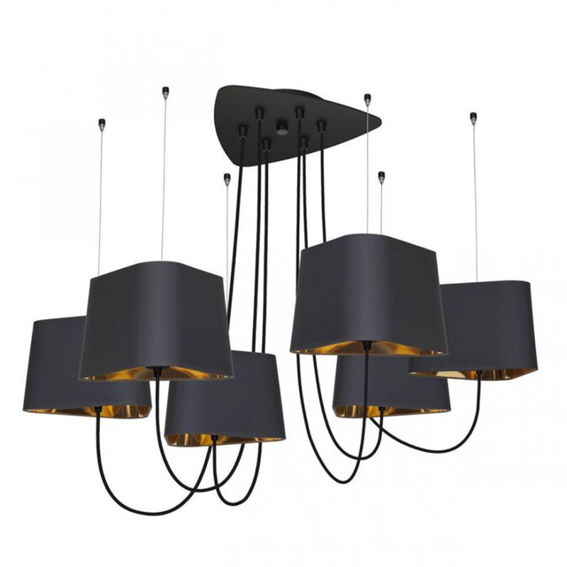 Люстра Designheure Lighting Black 6 плафонов Черный Золотой Люстра Designheure Lighting Black 6 плафонов Черный Золотой в Липецке | Loft Concept
