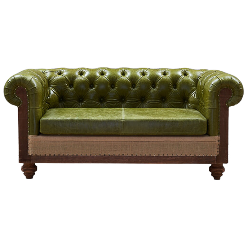 Диван Deconstructed Chesterfield Sofa double green leather Коричневый Зеленый ivory ( слоновая кость ) Диван Deconstructed Chesterfield Sofa double green leather Коричневый Зеленый ivory ( слоновая кость ) в Липецке | Loft Concept