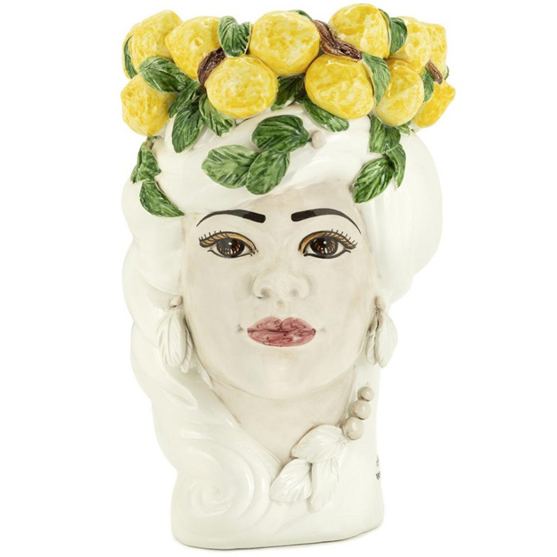 Ваза Vase Lemon Head Lady White Белый Желтый Зеленый Ваза Vase Lemon Head Lady White Белый Желтый Зеленый в Липецке | Loft Concept