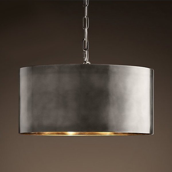 Подвесной светильник RH Antiqued Metal Drum Pendant lamp Серебряный Бронза Подвесной светильник RH Antiqued Metal Drum Pendant lamp Серебряный Бронза в Липецке | Loft Concept