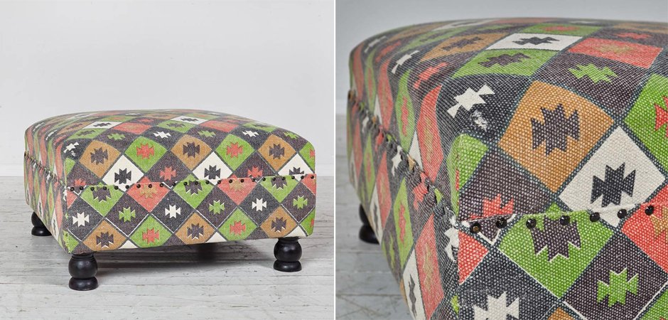 Пуф с зеленым орнаментом KELIM Pattern Пуф с зеленым орнаментом KELIM Pattern - Loft-Concept в Липецке