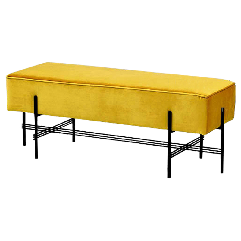 Банкетка желтая велюровая Sanjay Velour Banquet Yellow Желтый Черный Банкетка желтая велюровая Sanjay Velour Banquet Yellow Желтый Черный в Липецке | Loft Concept