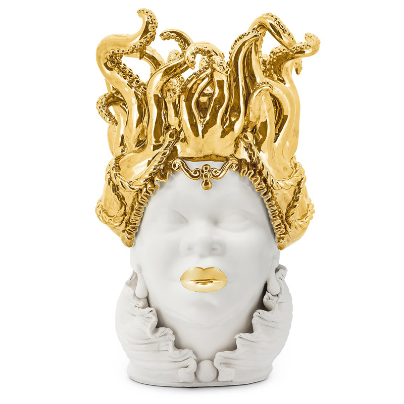 Ваза VASE MORO LADY TENTACLES Белый Глянцевое золото Ваза VASE MORO LADY TENTACLES Белый Глянцевое золото в Липецке | Loft Concept