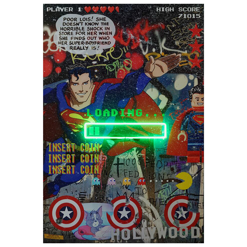 Дизайнерский Неоновый Постер Супермен Superman Loading Мульти Дизайнерский Неоновый Постер Супермен Superman Loading Мульти в Липецке | Loft Concept