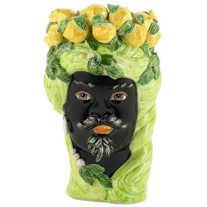 Ваза Vase Lemon Head Man Lime Салатовый Желтый Черный Ваза Vase Lemon Head Man Lime Салатовый Желтый Черный в Липецке | Loft Concept