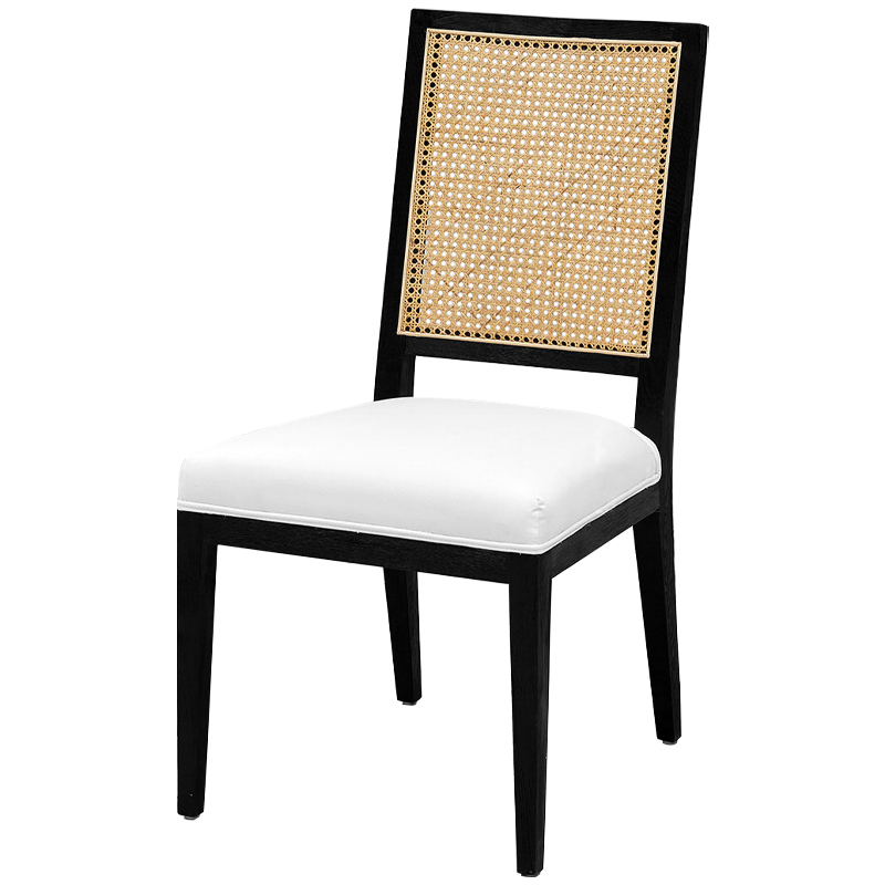 Деревянный стул со спинкой из ротанга Kenan Wicker Chair Черный Белый Бежевый Деревянный стул со спинкой из ротанга Kenan Wicker Chair Черный Белый Бежевый в Липецке | Loft Concept