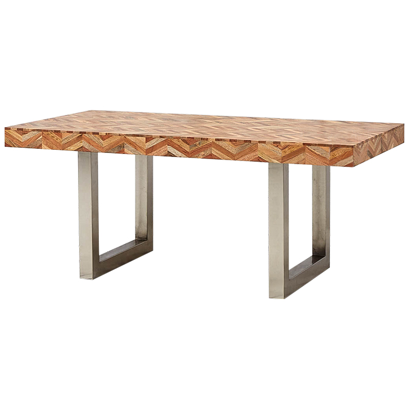 Обеденный стол Chevron Dining Table Древесина Коричневый Хром Обеденный стол Chevron Dining Table Древесина Коричневый Хром в Липецке | Loft Concept