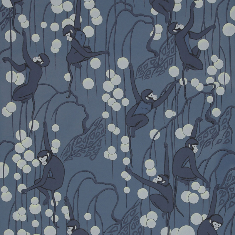Обои ручная роспись Deco Monkeys Parisian Blue on dyed paper Обои ручная роспись Deco Monkeys Parisian Blue on dyed paper в Липецке | Loft Concept