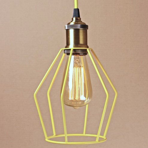 Подвесной светильник Wire Cage Pendant Trew Yellow Желтый Подвесной светильник Wire Cage Pendant Trew Yellow Желтый в Липецке | Loft Concept