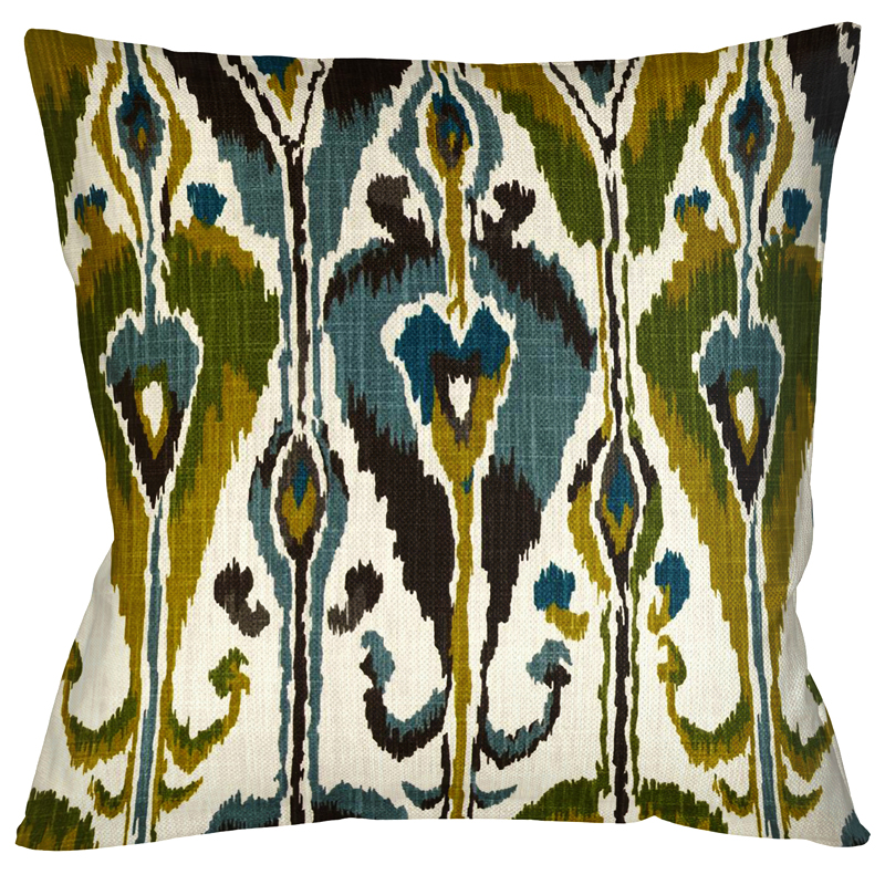 Декоративная подушка Ikat Pattern с бежевой оборотной стороной Темно-синий Декоративная подушка Ikat Pattern с бежевой оборотной стороной Темно-синий в Липецке | Loft Concept