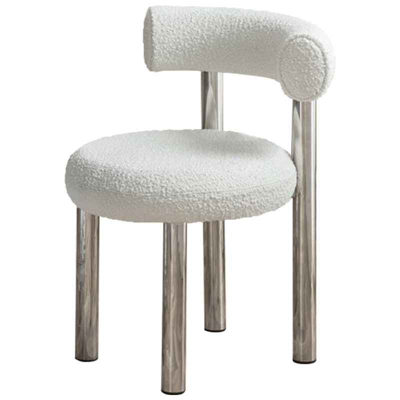 Стул Ellias White Boucle Chair Белый Хром Стул Ellias White Boucle Chair Белый Хром в Липецке | Loft Concept