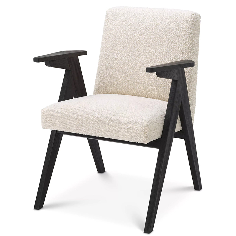 Стул Eichholtz Dining Chair Bobo Boucle Кремовый Черный Стул Eichholtz Dining Chair Bobo Boucle Кремовый Черный в Липецке | Loft Concept