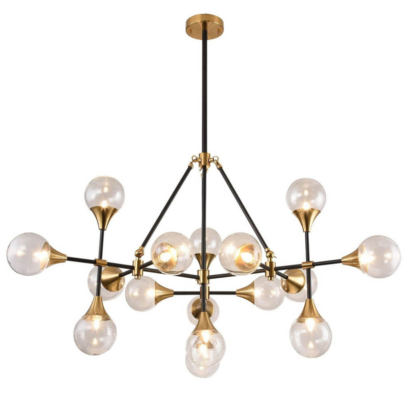 Люстра Baton Chandelier 16 Черный Прозрачное Стекло Латунь Люстра Baton Chandelier 16 Черный Прозрачное Стекло Латунь в Липецке | Loft Concept