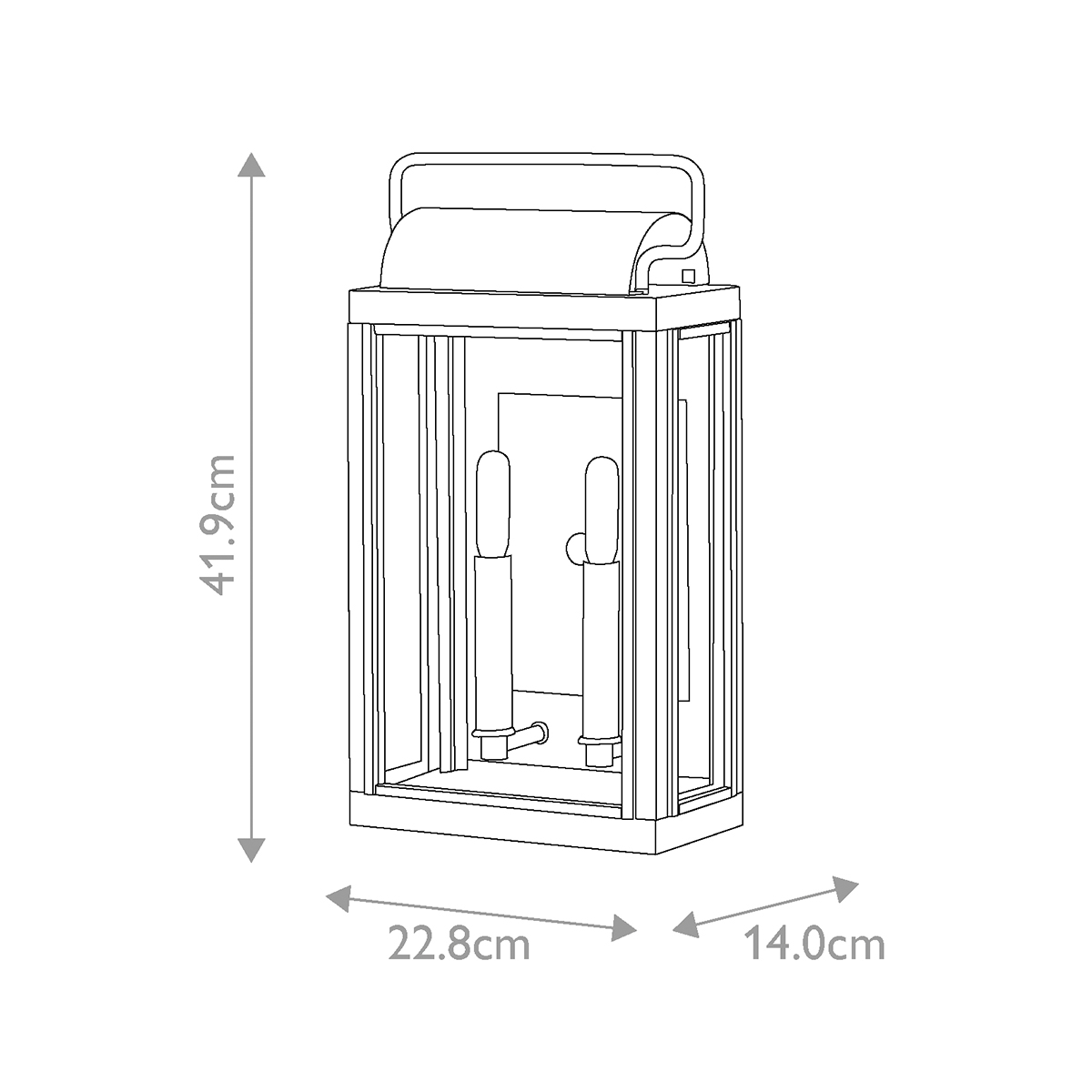 Настенный фонарь прямоугольной формы цвета состаренная латунь с двумя лампами Hinkley в Липецке