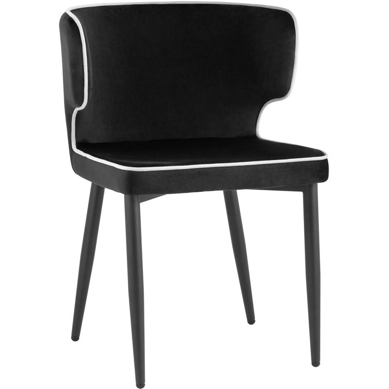 Стул Mateo Chair Черный Велюр с Белым кантом Черный Белый Стул Mateo Chair Черный Велюр с Белым кантом Черный Белый в Липецке | Loft Concept
