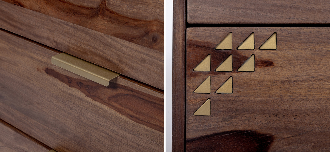 Тумба с выдвижными ящиками из массива дерева Шишам Indian Rosewood - фото №1