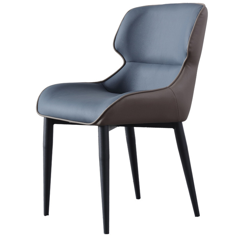 Стул с кожаной двухцветной обивкой Obrien Chair Blue and Grey Синий Серый Черный Стул с кожаной двухцветной обивкой Obrien Chair Blue and Grey Синий Серый Черный в Липецке | Loft Concept