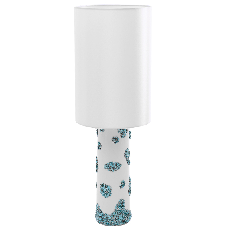 Настольная лампа Jessamond Table Lamp с абажуром Белый Бирюзовый Настольная лампа Jessamond Table Lamp с абажуром Белый Бирюзовый в Липецке | Loft Concept