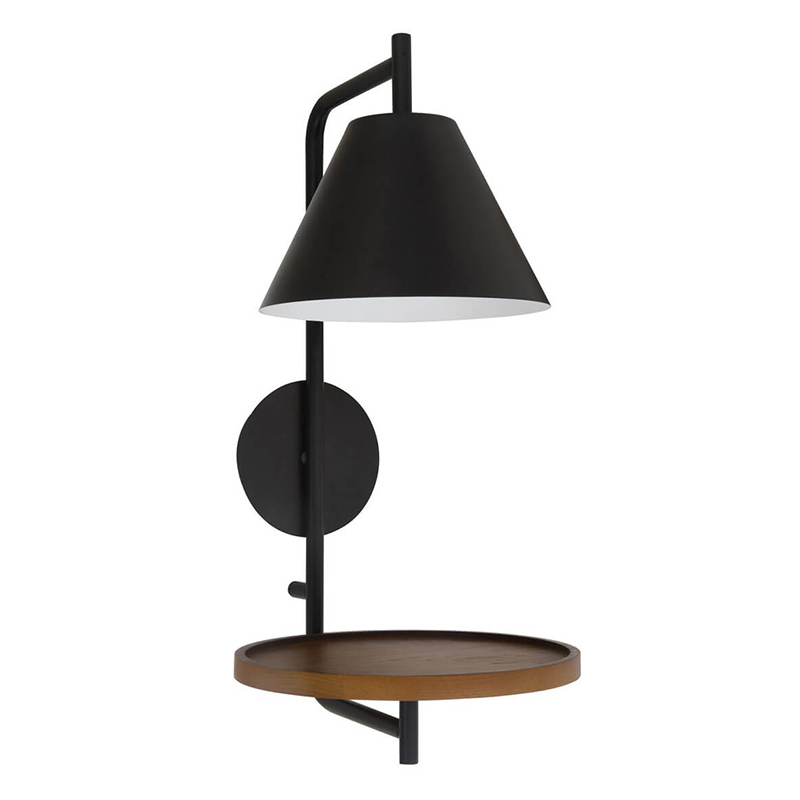 Бра с полкой Darko Wall Lamp Черный Древесина Бра с полкой Darko Wall Lamp Черный Древесина в Липецке | Loft Concept