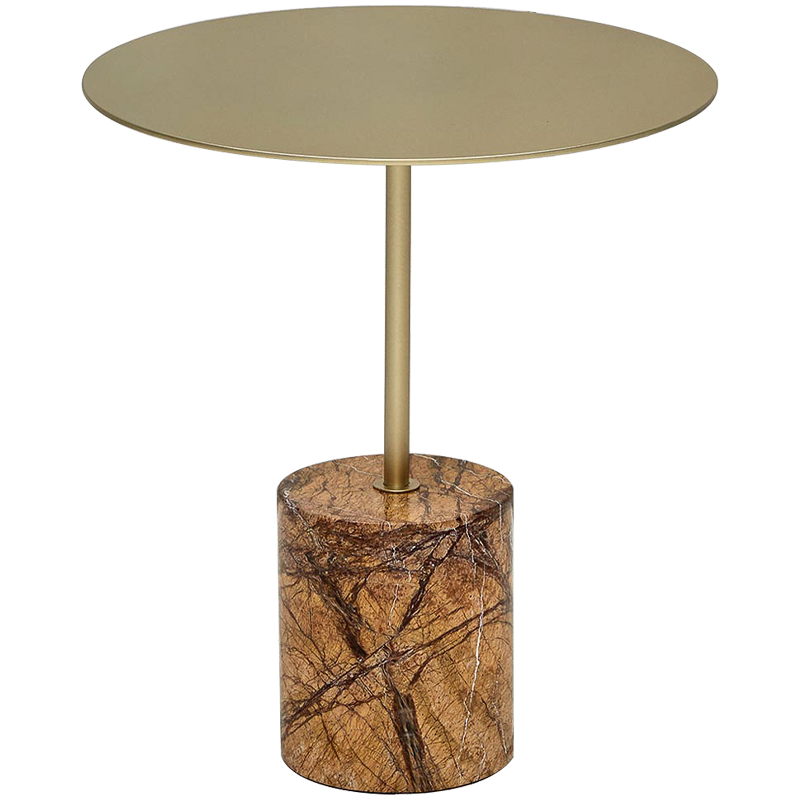 Приставной стол Thabi Light Brown Side table Коричневый Золотой Приставной стол Thabi Light Brown Side table Коричневый Золотой в Липецке | Loft Concept