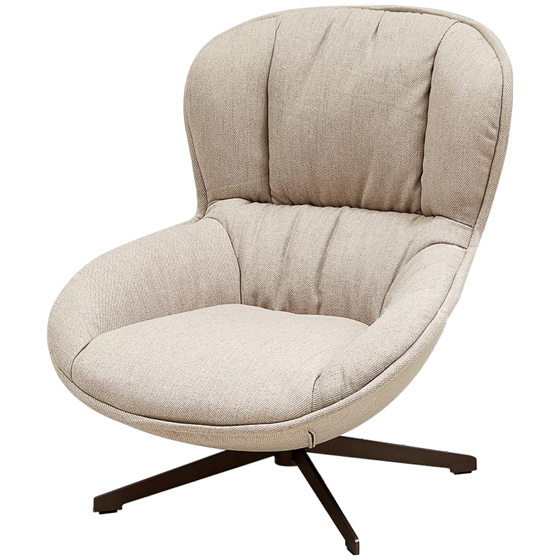 Кресло вращающееся бежевое Kemp Armchair Бежевый Коричневый Кресло вращающееся бежевое Kemp Armchair Бежевый Коричневый в Липецке | Loft Concept