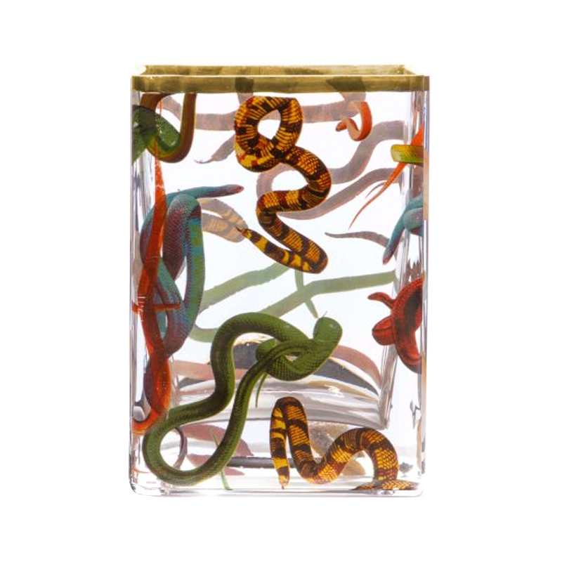 Ваза Glass Vase Snakes Прозрачный Золотой Синий Красный Ваза Glass Vase Snakes Прозрачный Золотой Синий Красный в Липецке | Loft Concept