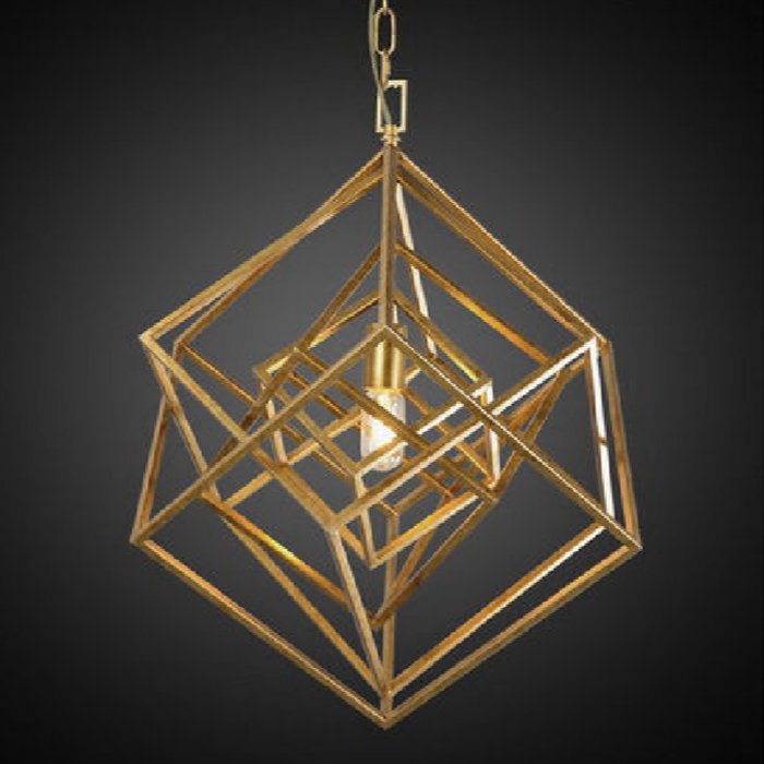 Подвесной светильник CUBIST Chandelier Gold 1 bulbs Золотой Подвесной светильник CUBIST Chandelier Gold 1 bulbs Золотой в Липецке | Loft Concept