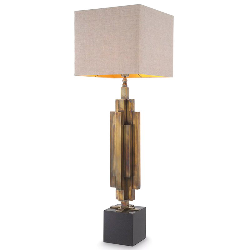 Настольная лампа Eichholtz Table Lamp Ellis Brass Черный Винтажная латунь Бежево-серый Настольная лампа Eichholtz Table Lamp Ellis Brass Черный Винтажная латунь Бежево-серый в Липецке | Loft Concept