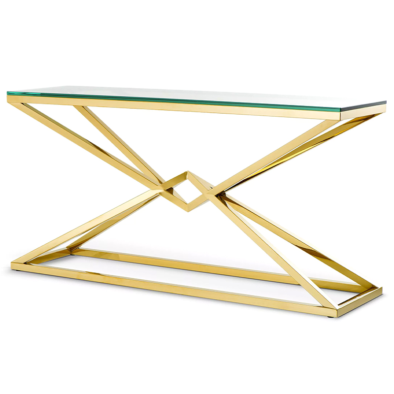 Консоль Eichholtz Console Table Connor L Прозрачное Стекло Глянцевое золото Консоль Eichholtz Console Table Connor L Прозрачное Стекло Глянцевое золото в Липецке | Loft Concept
