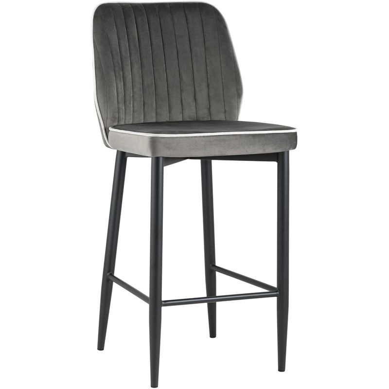 Стул Lawrence Chair Серый Велюр Белый кант Серый Белый Черный Стул Lawrence Chair Серый Велюр Белый кант Серый Белый Черный в Липецке | Loft Concept