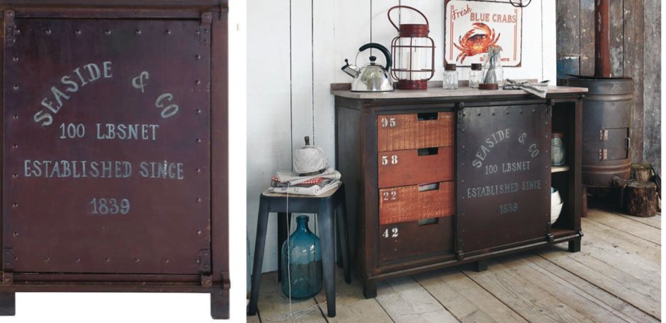 Буфет металлический с деревянными ящиками Industrial Rust Iron Buffet Буфет металлический с деревянными ящиками Industrial Rust Iron Buffet - Loft-Concept в Липецке