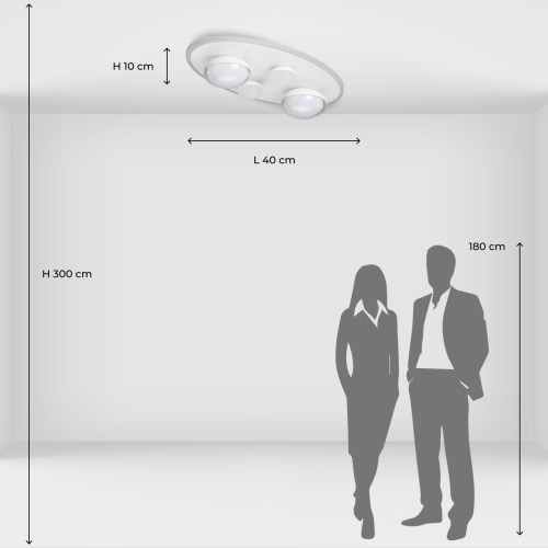 Потолочный светильник овальной формы белого цвета с 4-мя лампами Lunar Pebbles в Липецке