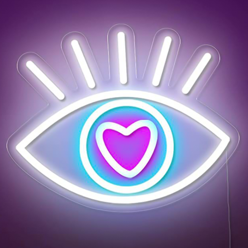 Неоновая настенная лампа Lucky Eye Neon Wall Lamp Белый Бирюзовый Розовый Прозрачный Неоновая настенная лампа Lucky Eye Neon Wall Lamp Белый Бирюзовый Розовый Прозрачный в Липецке | Loft Concept