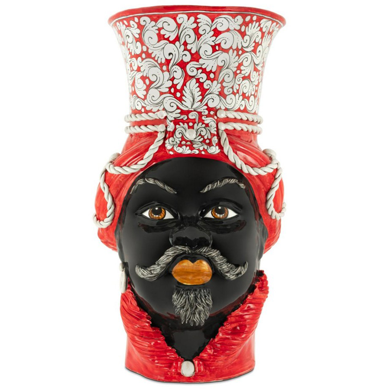 Ваза Vase Moro Man Giant Ornate Красный Черный Ваза Vase Moro Man Giant Ornate Красный Черный в Липецке | Loft Concept