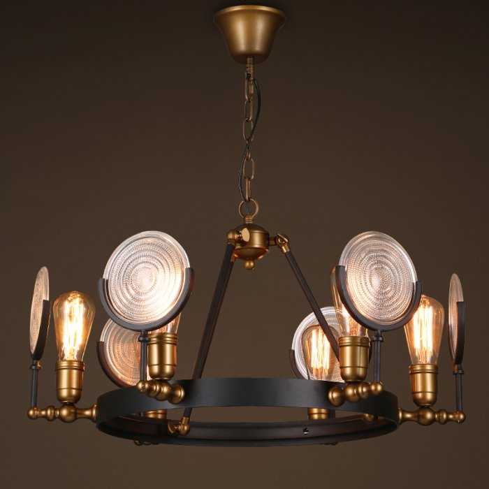 Люстра GASLIGHT LENS Chandelier 6 Черный Люстра GASLIGHT LENS Chandelier 6 Черный в Липецке | Loft Concept