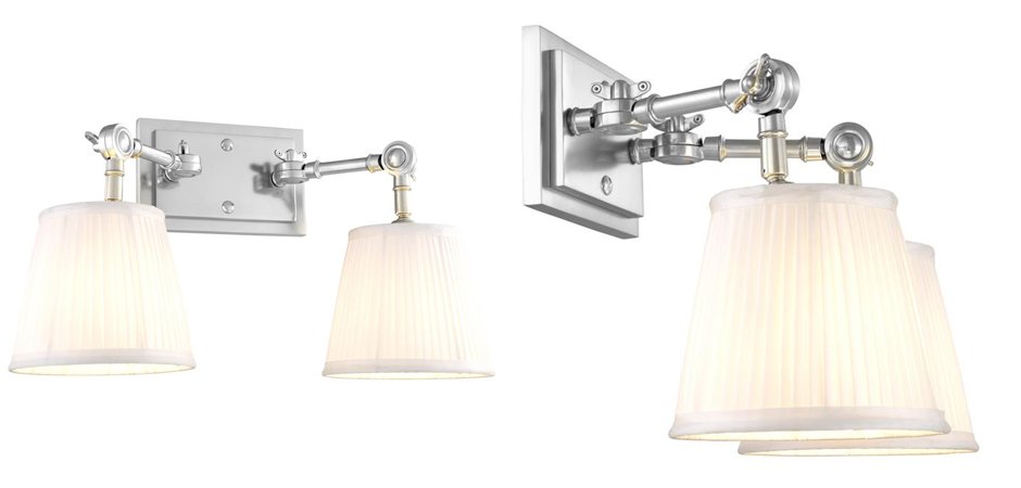 Бра Wall Lamp Wentworth Double Nickel+White Бра Wall Lamp Wentworth Double Nickel+White - Loft-Concept в Липецке