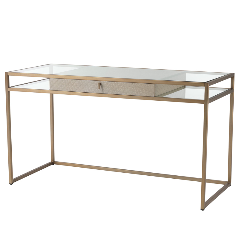 Рабочий стол Eichholtz Desk Napa Valley oak Матовая латунь Бежевый Прозрачный Рабочий стол Eichholtz Desk Napa Valley oak Матовая латунь Бежевый Прозрачный в Липецке | Loft Concept