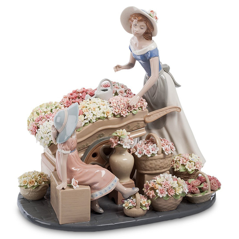 Статуэтка фарфоровая Девушка и маленькая девочка с цветами Charming Statuette Белый Розовый Серо-голубой Зеленый Бежевый Серый Статуэтка фарфоровая Девушка и маленькая девочка с цветами Charming Statuette Белый Розовый Серо-голубой Зеленый Бежевый Серый в Липецке | Loft Concept