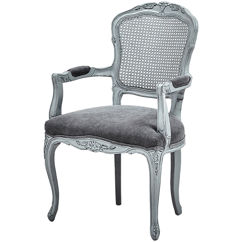 Стул с подлокотниками Maria Antoinette Stool II Серый Светло-серый Стул с подлокотниками Maria Antoinette Stool II Серый Светло-серый в Липецке | Loft Concept